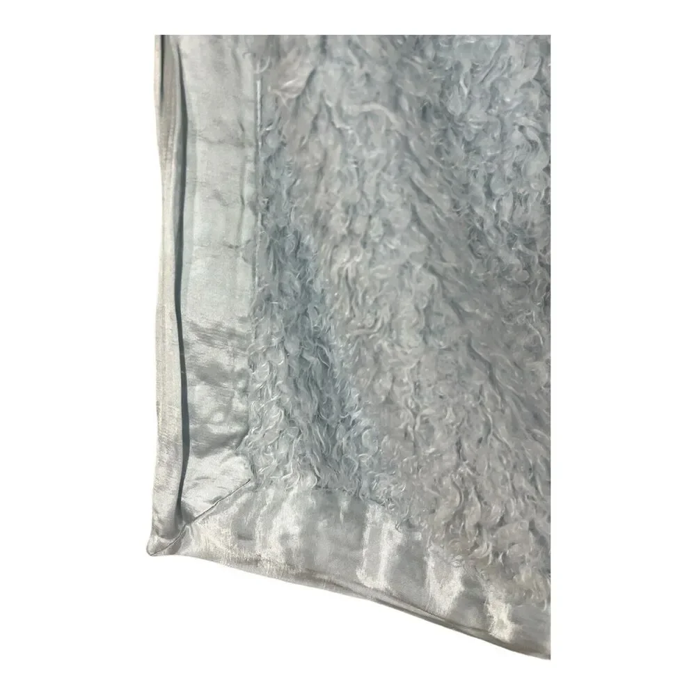 Little Giraffe Blue Baby Blanket Fuzzy Faux Fur Satin Edge